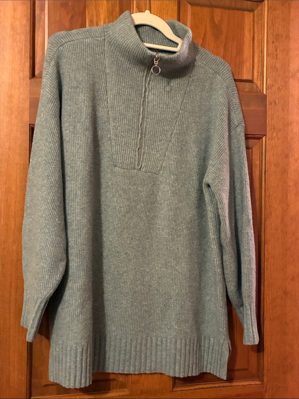 Women’s Blue Half-Zip Knit Sweater Pullover